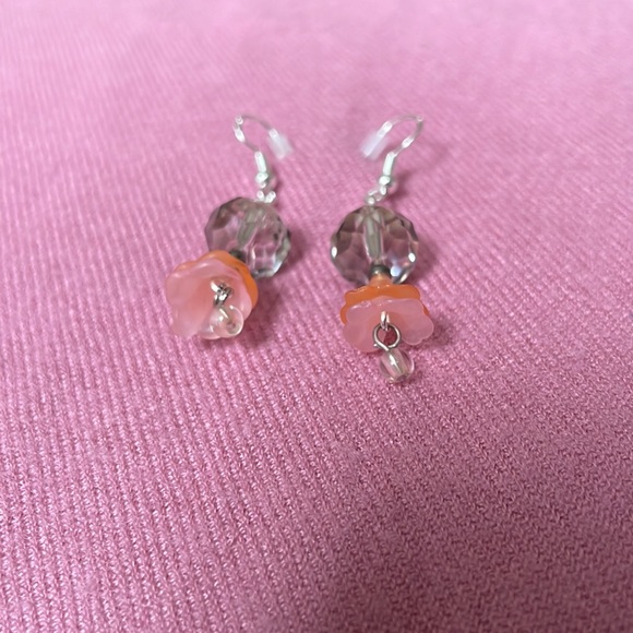 Handmade Jewelry Luminous Blooms Earrings - Multifaceted Crystal & Flower Drop - Picture 3 of 3